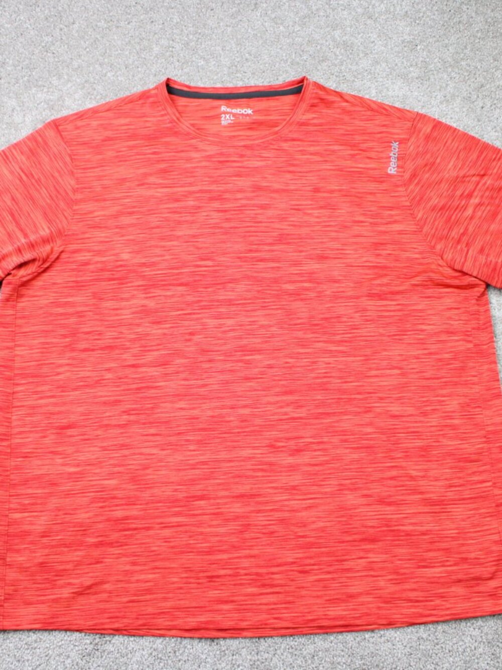 Reebok T-Shirt Mens 2XL XXL Orange Athletic Workout 100% Polyester Short Sleeve